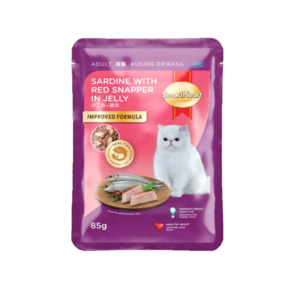 SmartHeart Cat Pouch - Sardine With Red Snapper In Jelly (85g)
